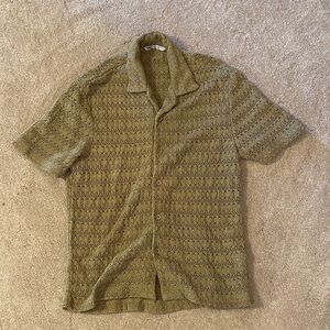 Zara Avacado green Textured Knit Top